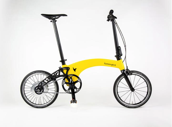 Bright yellow foldable e-bike