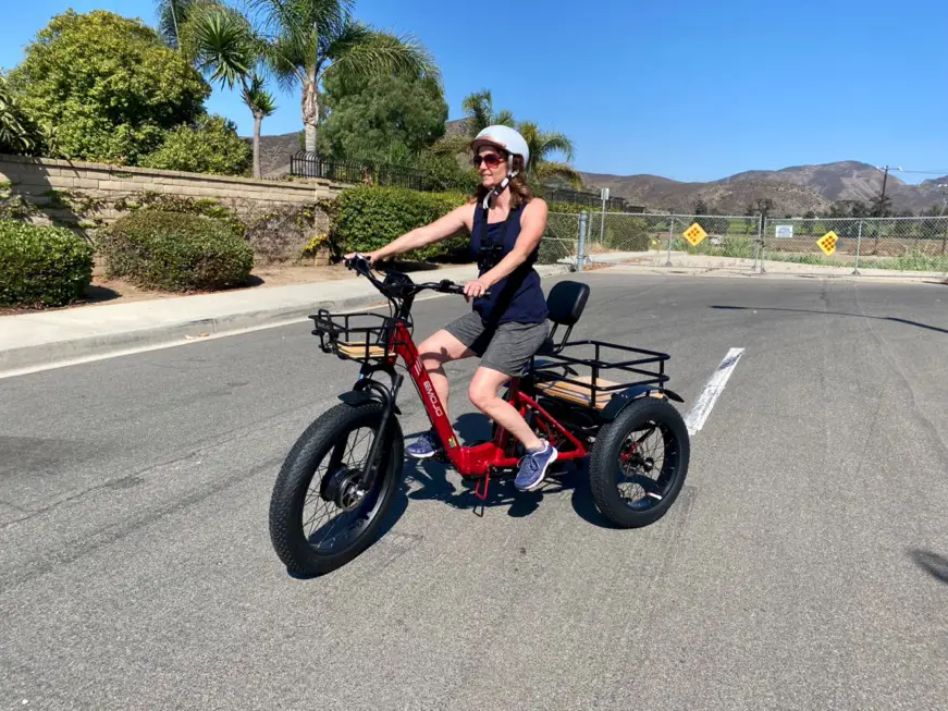 Red Emojo fat tire electric trike